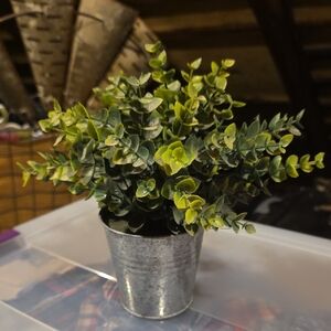 Lush Green Faux Plant in Metallic Pot